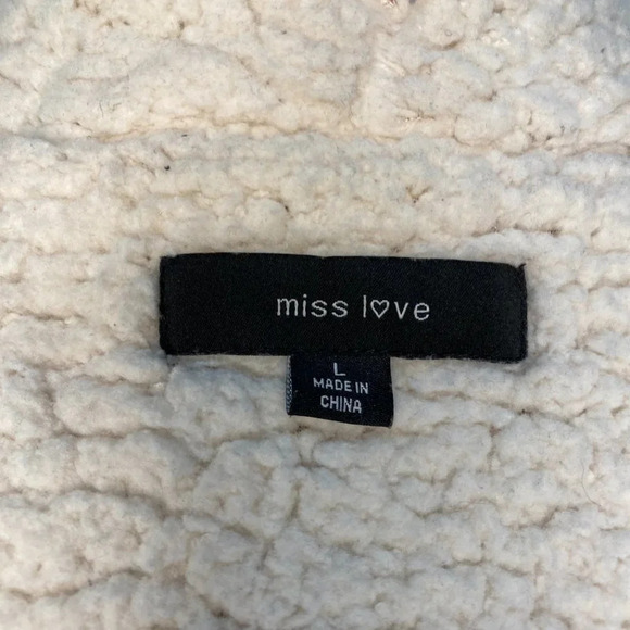 Faux Suede & Shearling Drape Coat by Miss Love - size Large - Picture 5 of 5